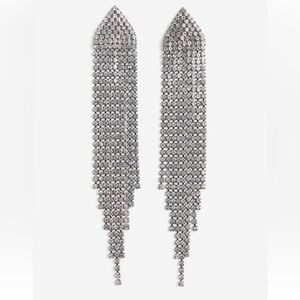 Long Rhinestone Earrings - Silver-colored - Ladies 🔥